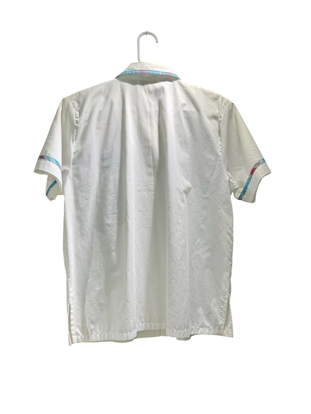 Vintage White Embroidered Coastal Scene Short-Sleeve Button-Down Shirt Size 10 - Picture 9 of 11